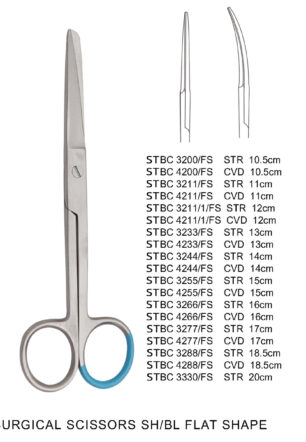 SURGICAL SCISSORS SH/BL FLAT SHAPE