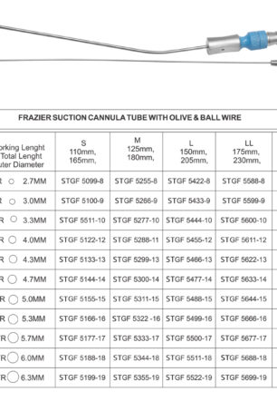 FRAZIER SUCTION CANNULA TUBE WITH OLIVE & BALL WIRE