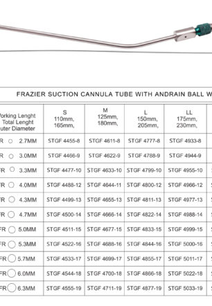 FRAZIER SUCTION CANNULA TUBE WITH ANDRAIN BALL WIRE