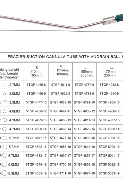 FRAZIER SUCTION CANNULA TUBE WITH ANDRAIN BALL WIRE