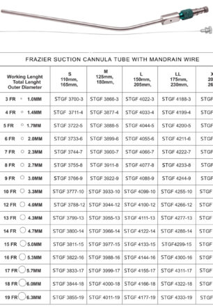 FRAZIER SUCTION CANNULA TUBE WITH MANDRAIN WIRE