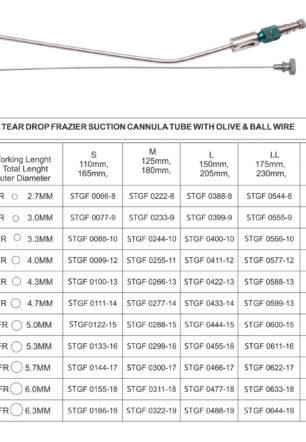 TEAR DROP FRAZIER SUCTION CANNULA TUBE WITH OLIVE & BALL WIRE
