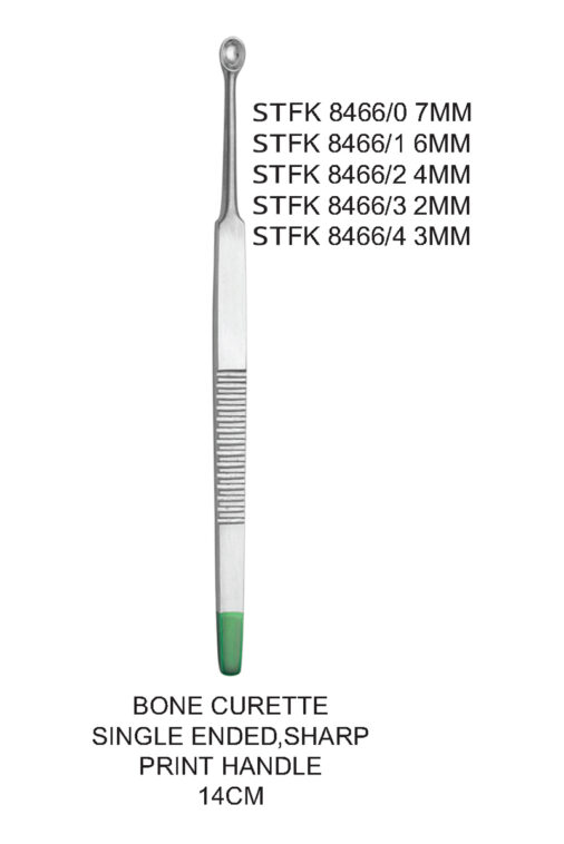 BONE CURETTE SINGLE ENDED,SHARP PRINT HANDLE