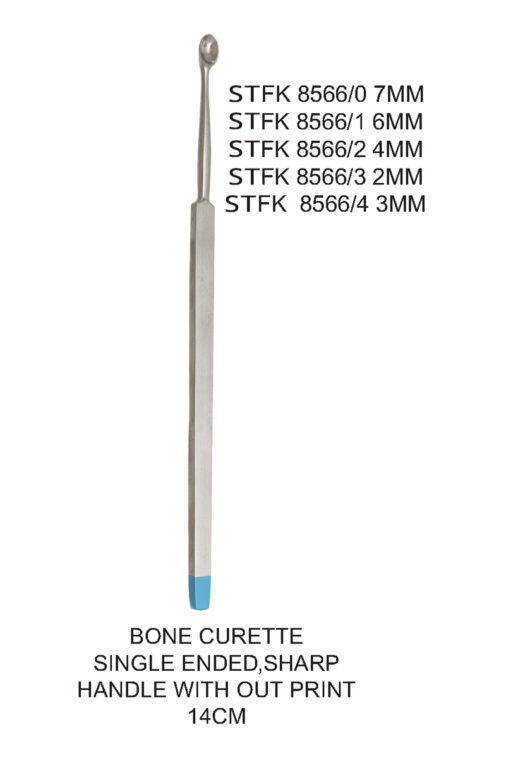 BONE CURETTE SINGLE ENDED,SHARP HANDLE WITH OUT PRINT