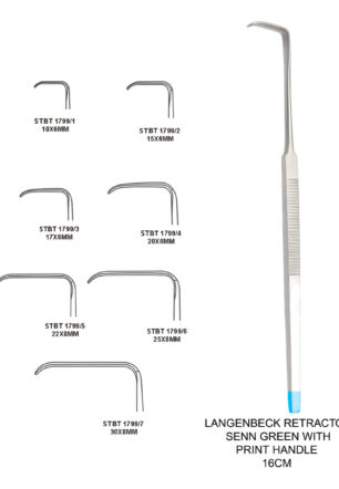LANGENBECK RETRACTOR SENN GREEN WITH PRINT HANDLE