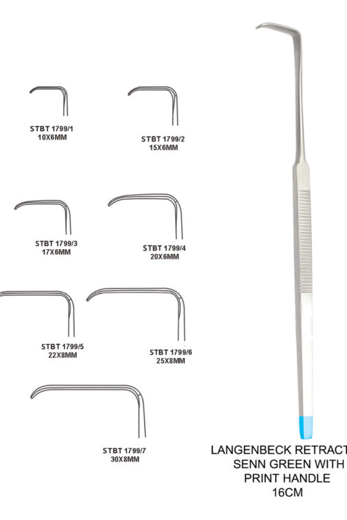 LANGENBECK RETRACTOR SENN GREEN WITH PRINT HANDLE